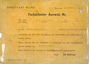 Arbeitschein im Ghetto Wilna (Vilna, Vilnius), 1941