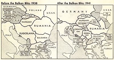 Balkan boundary changes 1938 to 1941