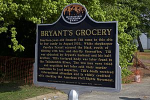 Bryant's Grocery Mississippi Freedom Trail Marker in Money, Mississippi