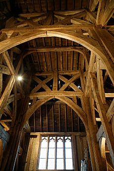 Church of St Laurence Blackmore Essex England - timbered tower interior 01