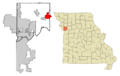 Clay County Missouri Incorporated and Unincorporated areas Excelsior Springs Highlighted