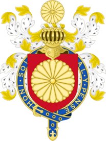 Coat of Arms of Japanese Emperor (Knight of the Garter Variant).svg