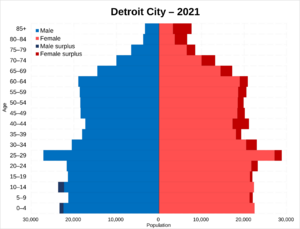 Detroit City population pyramid in 2021