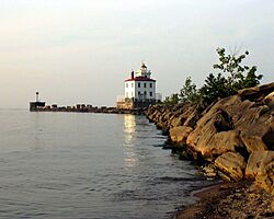 Fairport Harbor West Breakwater Light viewed from the Headlands Dunes State Nature Preserve