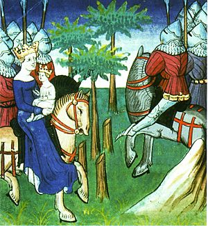 Frédégonde et Clotaire II à la tête de l'armée contre Childebert II