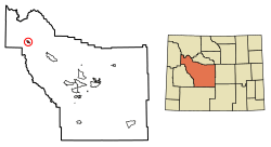 Location of Dubois in Fremont County, Wyoming.
