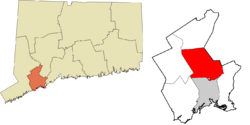 Trumbull's location within the Greater Bridgeport Planning Region and the state of Connecticut