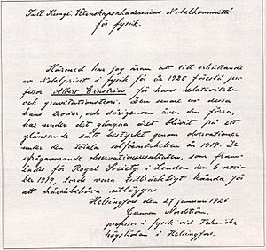 Gunnar Nordström Nobel recommendation letter for Albert Einstein