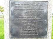 Irish Peace Park dedication plaque