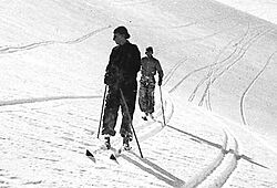 Lawrence and Doris Ogilvie skiing Adelboden 1938
