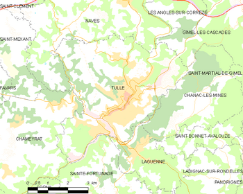 Map of the commune of Tulle