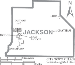 Map of Jackson Parish Louisiana With Municipal Labels
