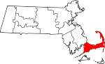 State map highlighting Barnstable County