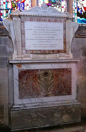 Memorial to Bishop Matthias Mawson in Ely Cathedral