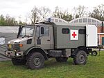 Mercedes Unimog Military Ambulance at Erfgoeddag 2017, Gunfire Museum pic1.jpg