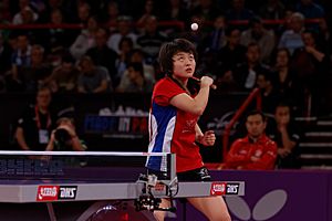 Mondial Ping -Women's Singles - Quarterfinal - Ding Ning-Ri Myong Sun - 07.jpg