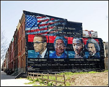 Mural Malcolm X - Ella Baker - Martin Luther King - Frederick Douglass