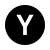 The letter Y on a black circle