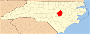 North Carolina Map Highlighting Johnston County