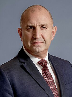 Official portrait of Radev aged 62