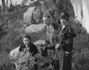 Picking wildflowers in Kalamunda Hills, 1924 (cropped).png