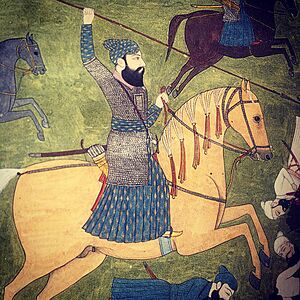 Possible depiction of Banda Singh Bahadur from an illustrated folio of ‘Tawarikh-i Jahandar Shah’, Awadh or Lucknow, ca.1770.jpg
