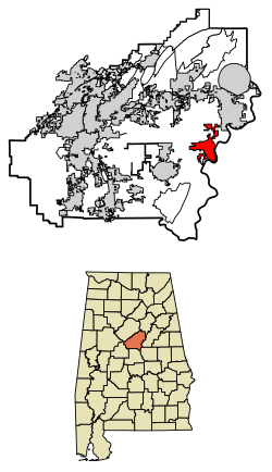 Location of Wilsonville in Shelby County, Alabama.