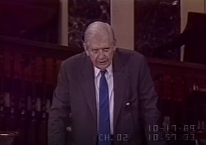 Terry Sanford before the US Senate, October 17, 1989