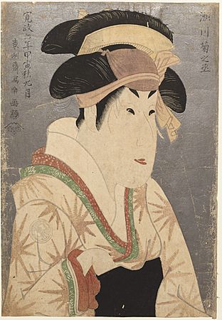 The actor Segawa Kikujurō III as Oshizu, Wife of Tanabe - Sharaku - TNM