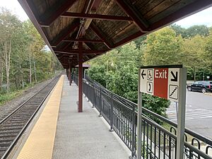The platform of Redding Station in Redding, Connecticut