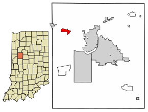 Location of Montmorenci in Tippecanoe County, Indiana.