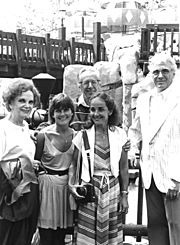 Virginia Knott, Charles Schulz and others at Knott's Berry Farm, circa 1983