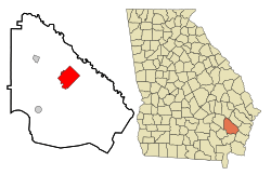 Location in Wayne County and the state of Georgia