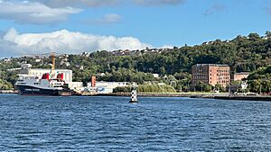240810 607 MV Glen Rosa at Ferguson's, Port Glasgow's Coronation Park, Gourock Ropeworks, The Skelpies