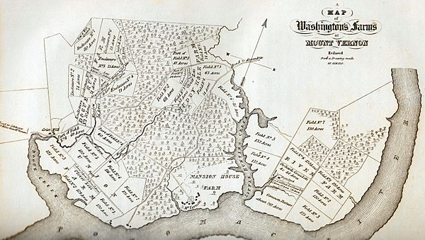 A Map of Washington's Farms at Mt. Vernon (1830 engraving)