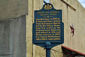 African Zoar Methodist Episcopal Church historical marker at 401 Brown St Philadelphia PA (DSC 4500)