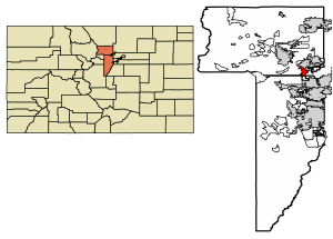 Location of Superior in Boulder County and Jefferson County, Colorado