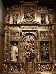 Burgos - Museo de Burgos, retablo de la Asuncion, 1581, de Pedro Lopez de Gamiz, procedente de Vileña