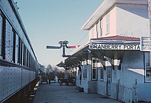 CN at Cranberry Portage, Manitoba in October 1971 (35846355052)