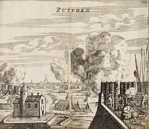Capture of Zutphen by Maurice of Orange in 1591 - Verovering van Zutphen door Prins Maurits in 1591 (Johannes Janssonius, 1663).jpg