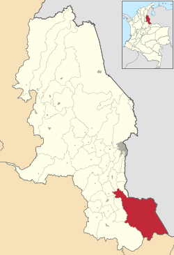 Location of the municipality and town of Toledo, Norte de Santander in the Norte de Santander Department of Colombia.