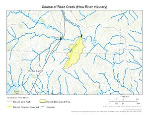 Course of Rose Creek (Haw River tributary)