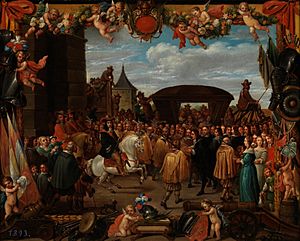 David Teniers III (Attr.) - Triumphal entry of Don John of Austria the Younger