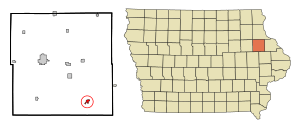 Location within Delaware County and Iowa