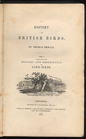 History of British Birds by Thomas Bewick title page Vol 1 1847 edition.jpg
