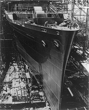Hull of the SS AMERICA under construction