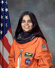 Kalpana Chawla, NASA photo portrait in orange suit