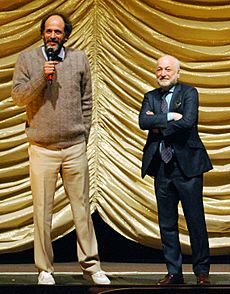 Luca Guadagnino and André Aciman at the screening of Call Me By Your Name, 2017 Berlin International Film Festival