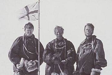 Mackay, David, and Mawson at the South Magnetic Pole