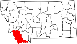 Map of Montana highlighting Beaverhead County